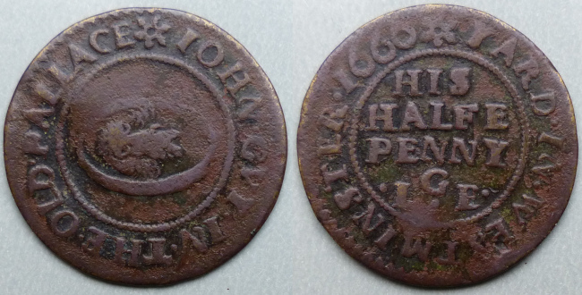 Old Palace Yard, John Guy 1666 halfpenny